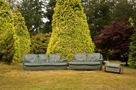 Three piece suite in outside settingの写真素材