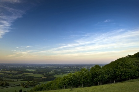 Beautiful sunset over countryside landscapeの写真素材