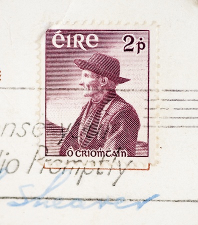Vintage postage stamp from Republic of Ireland showing the famous author Tomas O'Criomtain...