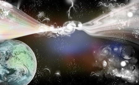 Fantasy outer space design with stars, planets and celestial bodies