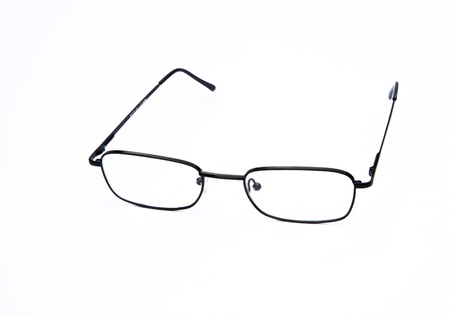 Close up of spectacle glasses isolated on white background