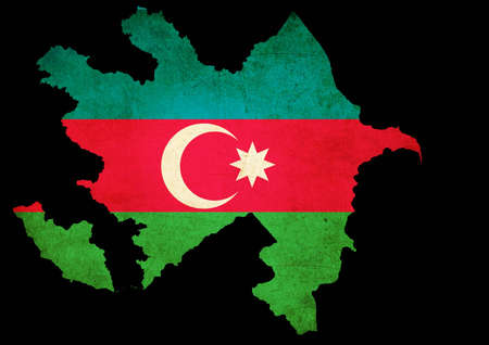 Map outline of Azerbijan with flag insert grunge effectの写真素材