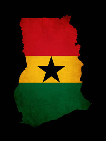 Outline map of Ghana with flag and grunge paper effectの写真素材