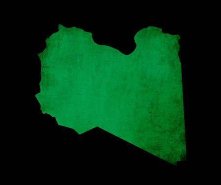 Outline map of Libya with flag and grunge paper effectの写真素材