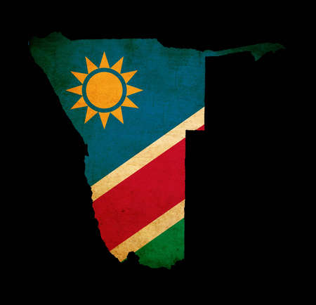 Outline map of Namibia with flag and grunge paper effectの写真素材