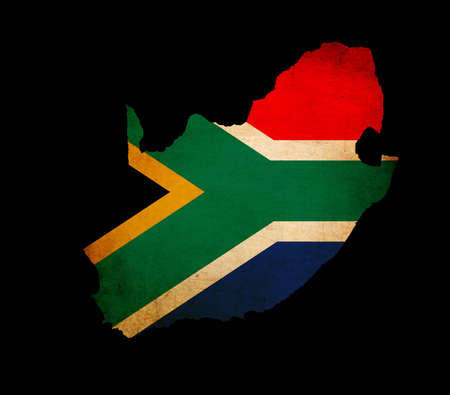 Outline map of South Africa with flag and grunge paper effectの写真素材