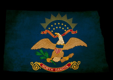 USA American North Dakota state map outline with grunge effect flag insert の写真素材