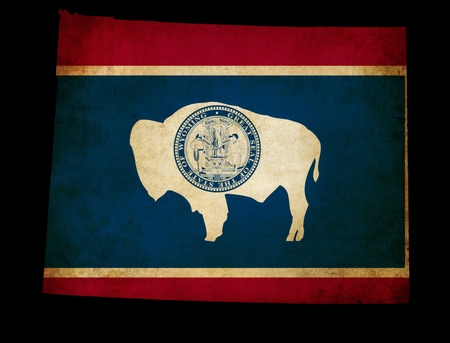 USA American Wyoming state map outline with grunge effect flag insert の写真素材