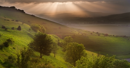 Stunning landscape at sunset over rolling English countrysideの写真素材