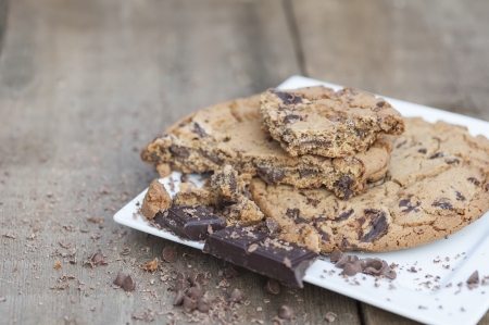 Tasty hand baked chocolate chip cookies biscuits