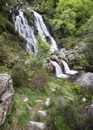 Rhiwargor Falls in Snowdonia National Park in North Walesの写真素材