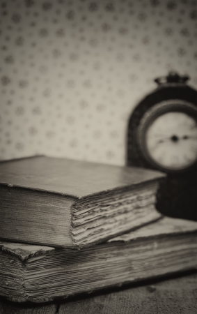 Antique books in retro syle effect settingの写真素材