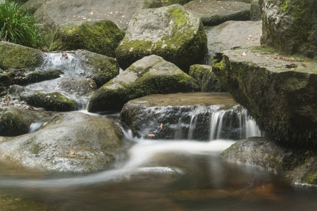 Becky Falls waterfall landscape in Dartmoor National Park England