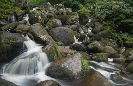Becky Falls waterfall landscape in Dartmoor National Park Englandの写真素材