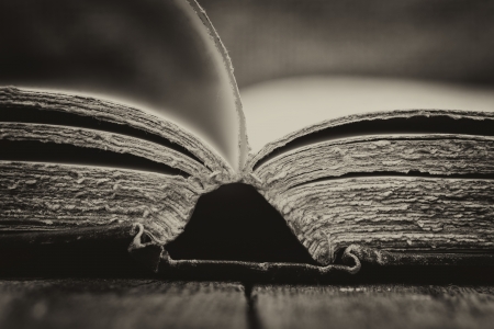 Antique books in retro syle effect settingの写真素材