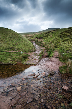 Beautiful landscape of Brecon Beacons National Park with dramatic sky