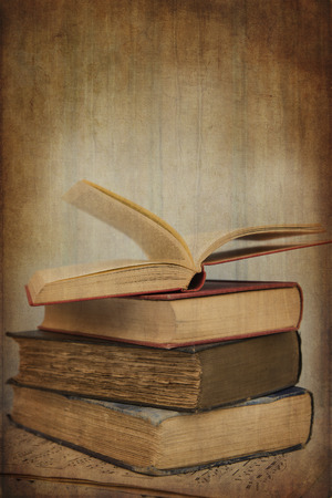 Vintage image of books with texture effect filter appliedの写真素材