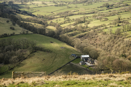 Beautiful landscape of Peak District in UK with famous stone walls