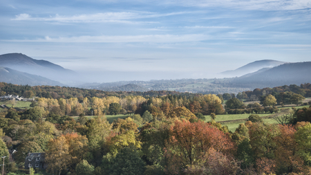 Beautiful landscape image of Lake District during Autumn Fall in Englandの写真素材