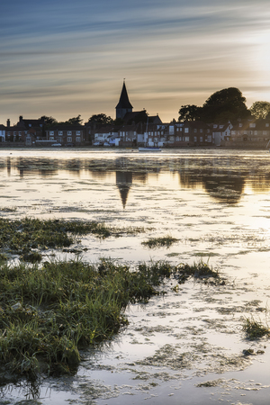 Stunning landscape over Bosham Harbour in Summer at sunsetの写真素材