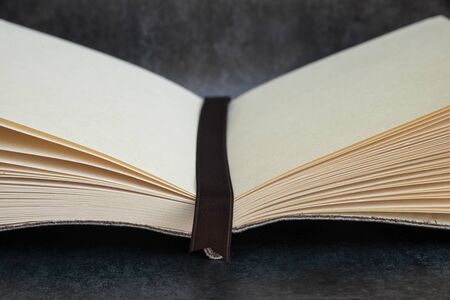 Romantic retro vintage open book with blank pages with copy spaceの写真素材