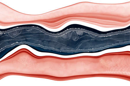 Beautiful abstract colorful digital alcohol ink style pattern and texture with gold metallic thread for use as wallpaper or backgroundの写真素材