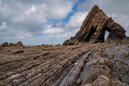 Beautiful landscape image of Blackchurch Rock on Devonian geological formation