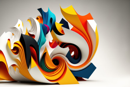 Generative AI illustration of abstract bright vibrant 80's retro style shapes backgroundの素材