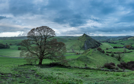 Landscape image of Parkhouse Hil viewed from Chrome Hill in Peak District National Park in early Autumnの写真素材
