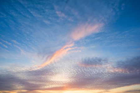 Stunning landscape travel image of Newquay beach in Cornwall during beautiful Summer sunsetの写真素材