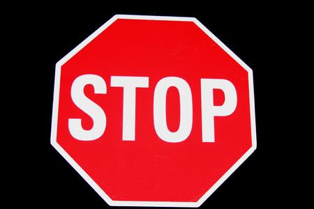Stop sign with black background
