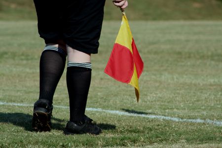 Side referre on a soccer gameの写真素材