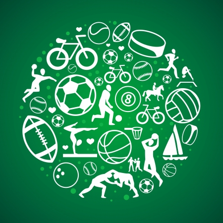 round concept with sport icons and signs - healthy life-style