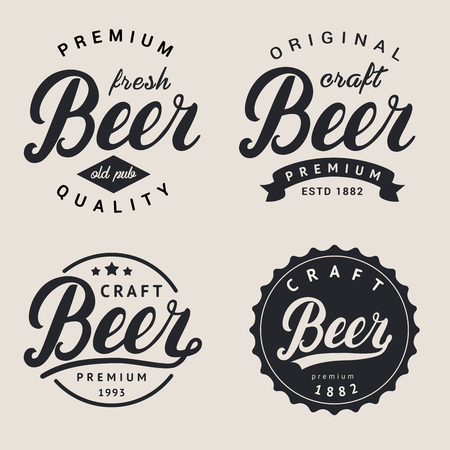 Set of lettering beer iconsのイラスト素材