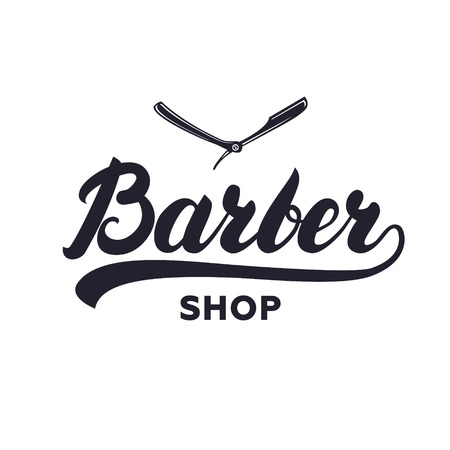 Barber shop hand written lettering caligraphyのイラスト素材
