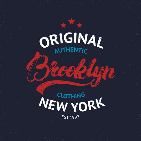Vintage Brooklyn label. Quality tee print, badge. Brooklyn hand written lettering calligraphy. Vector illustration.のイラスト素材
