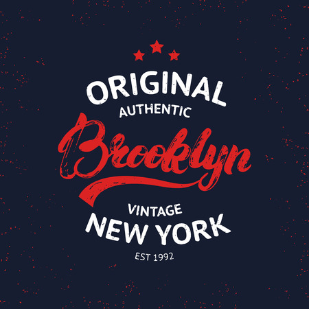 Vintage Brooklyn label. Quality tee print. Brooklyn written lettering calligraphy. illustration.のイラスト素材