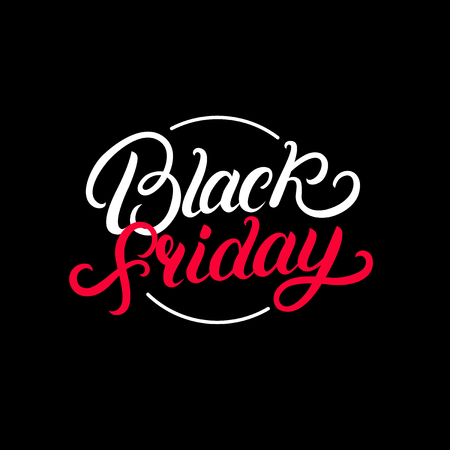Black Friday hand written lettering text. Inscription design template. Isolated on background. Vector illustration.のイラスト素材