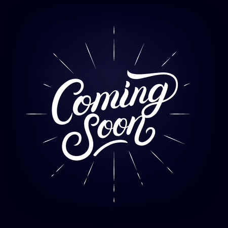 Coming soon hand written lettering poster design concept with with festive firework or confetti explosion.のイラスト素材