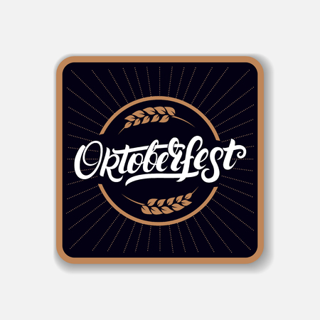 Coaster for beer with hand written lettering word Oktoberfest.のイラスト素材