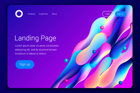 Creative design with plastic shapes. Modern style abstraction background. Abstract background of liquid colorful shapes. Fluid shapes composition. Futuristic design. Landing page template. Vector.のイラスト素材