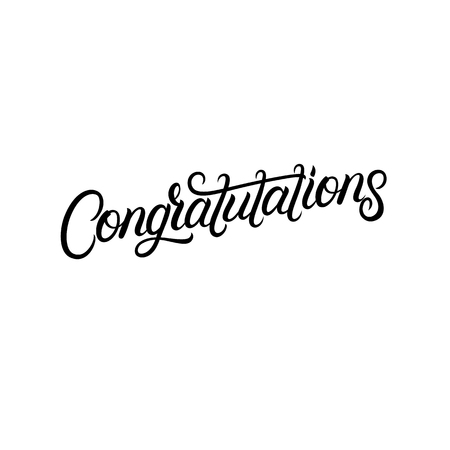 Congratulations hand written lettering. Modern brush calligraphy. Template for greeting card, poster, logo, badge, icon, banner. Vector illustration.のイラスト素材