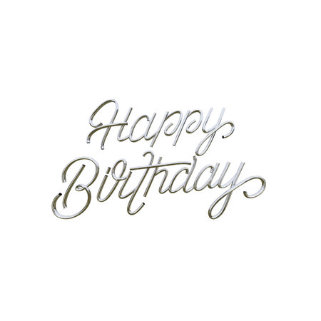 Happy Birthday chrome silver 3D lettering textの写真素材