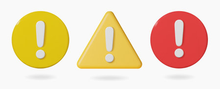 3d warning sign on yellow circleのイラスト素材