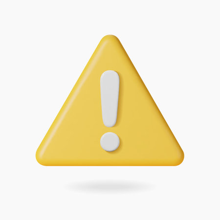 3d warning sign on yellow triangleのイラスト素材