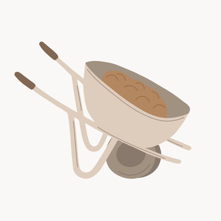 Garden wheelbarrow in hand drawn style.のイラスト素材