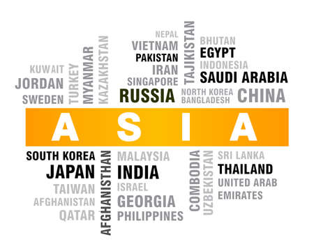 Asian countries word cloud tag cloud vector illustrationのイラスト素材