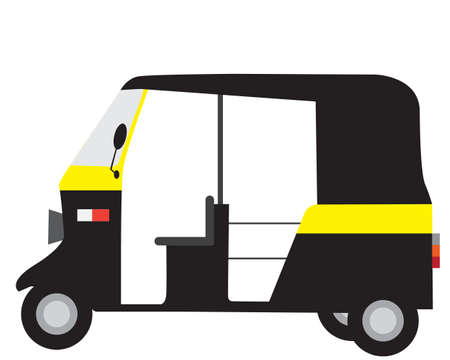 Black Auto rickshaw vector illustration , a primary transport vehicle in Karnataka , Indiaのイラスト素材