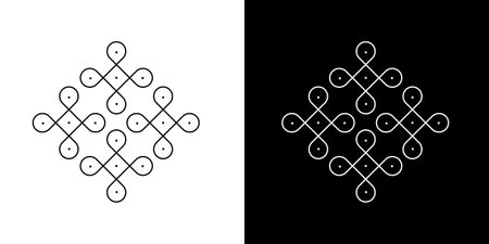 abstract kolam with dots vector illustrationのイラスト素材