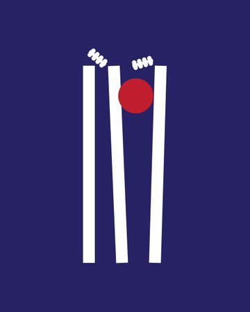 Cricket Ball hitting Stump vector illustrationのイラスト素材